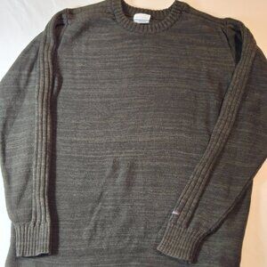 Columbia men's knit pullover crew neck sweater 100% cotton dark green size M
